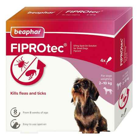 Beaphar FIPROtec Flea & Tick Spot On for Small Dogs, Beaphar, 4 pipettes x 6