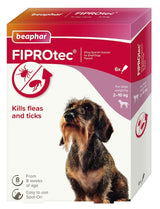 Beaphar FIPROtec Flea & Tick Spot On for Small Dogs, Beaphar, 6 pipettes x 6