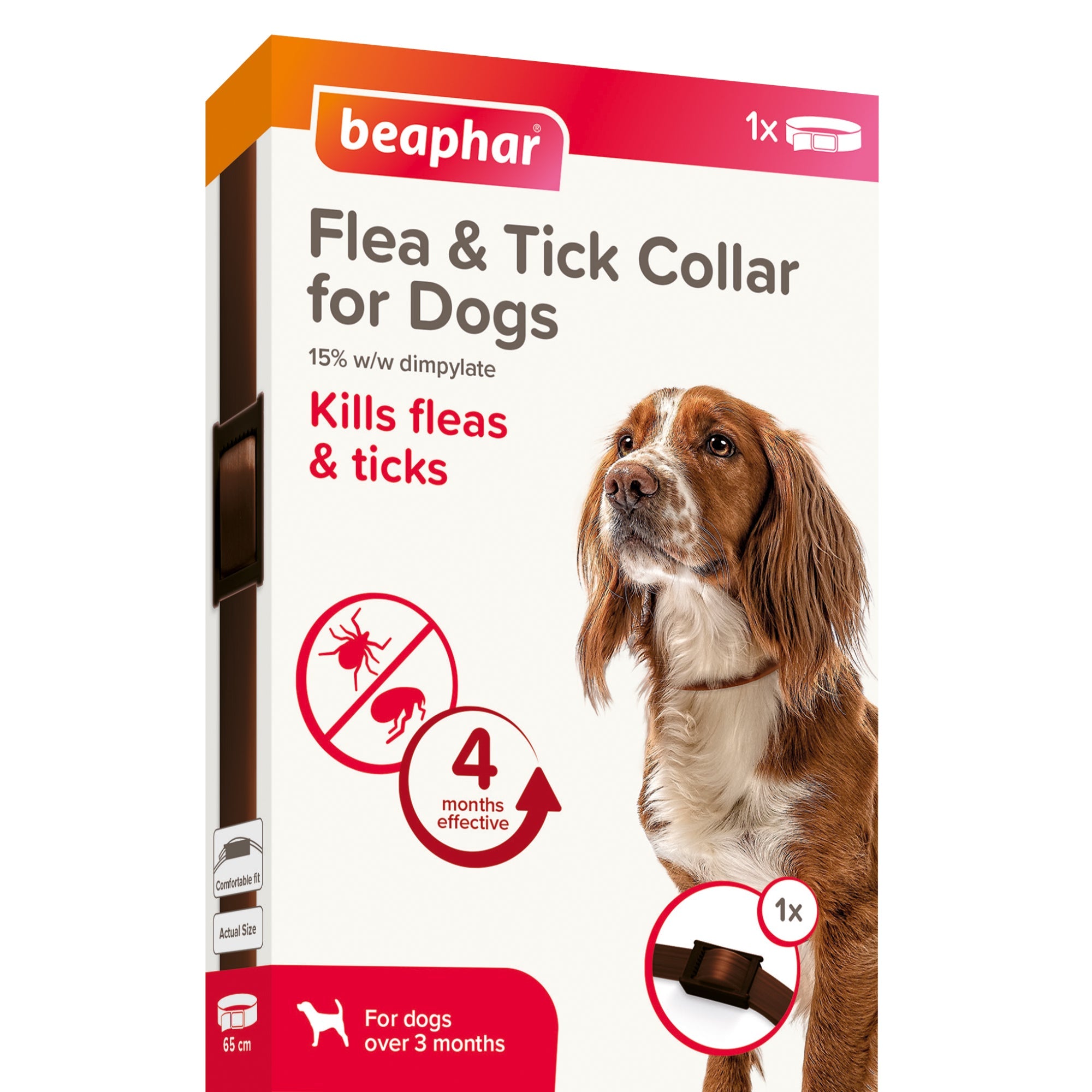 Beaphar Flea & Tick Collar for Dogs – Brown 65cm (x6), Beaphar,