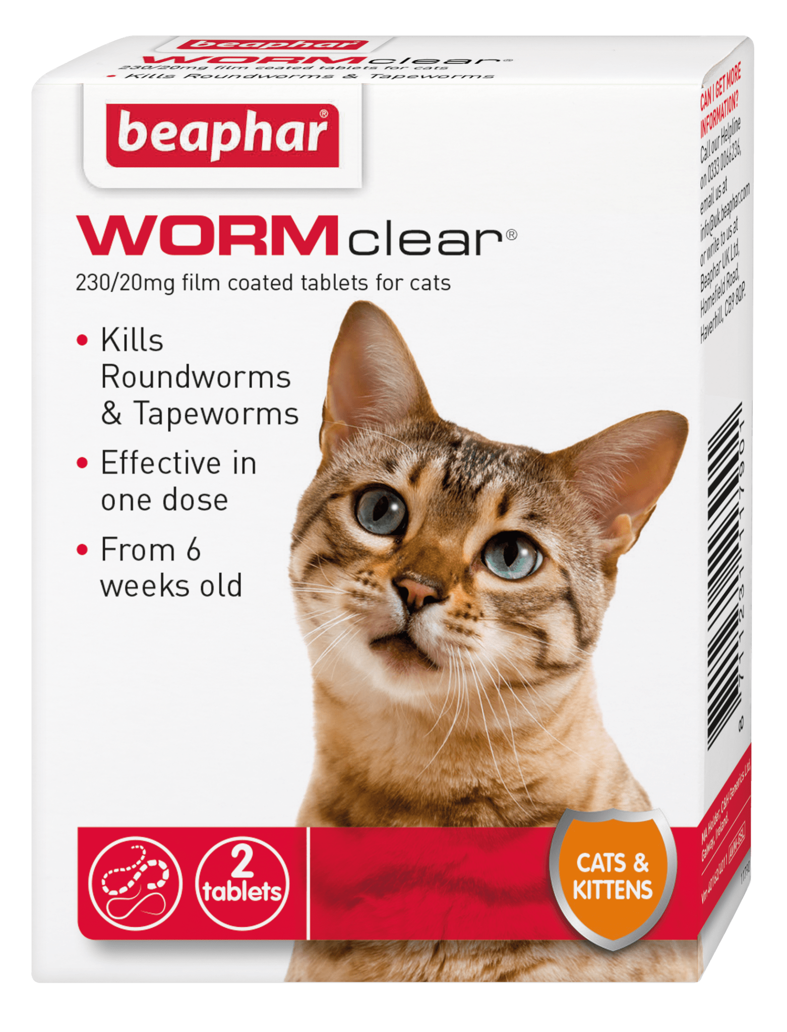 Beaphar WORMclear Worming Tablets for Cats (2 tablets x 6), Beaphar,