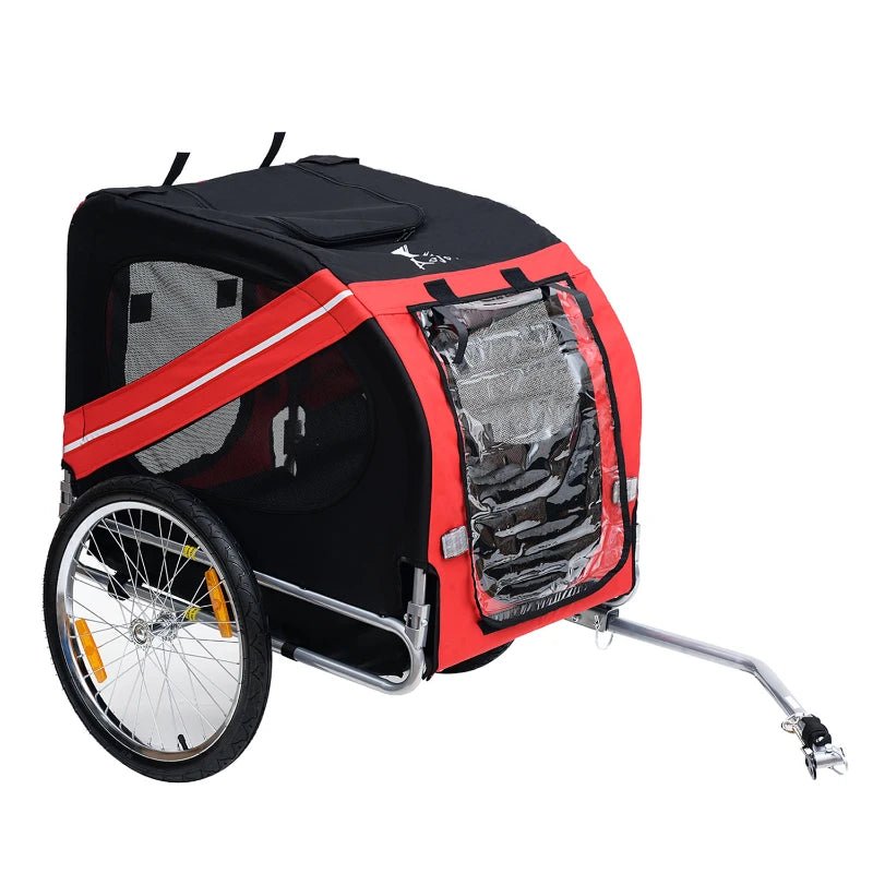 Bicycle Dog Trailer in Steel Frame-Red/Black, PawHut,