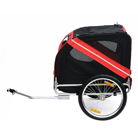 Bicycle Dog Trailer in Steel Frame-Red/Black, PawHut,