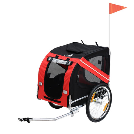 Bicycle Dog Trailer in Steel Frame-Red/Black, PawHut,