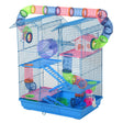 Blue 5-Tier Dwarf Mice Cage with Multiple Accessories, PawHut,