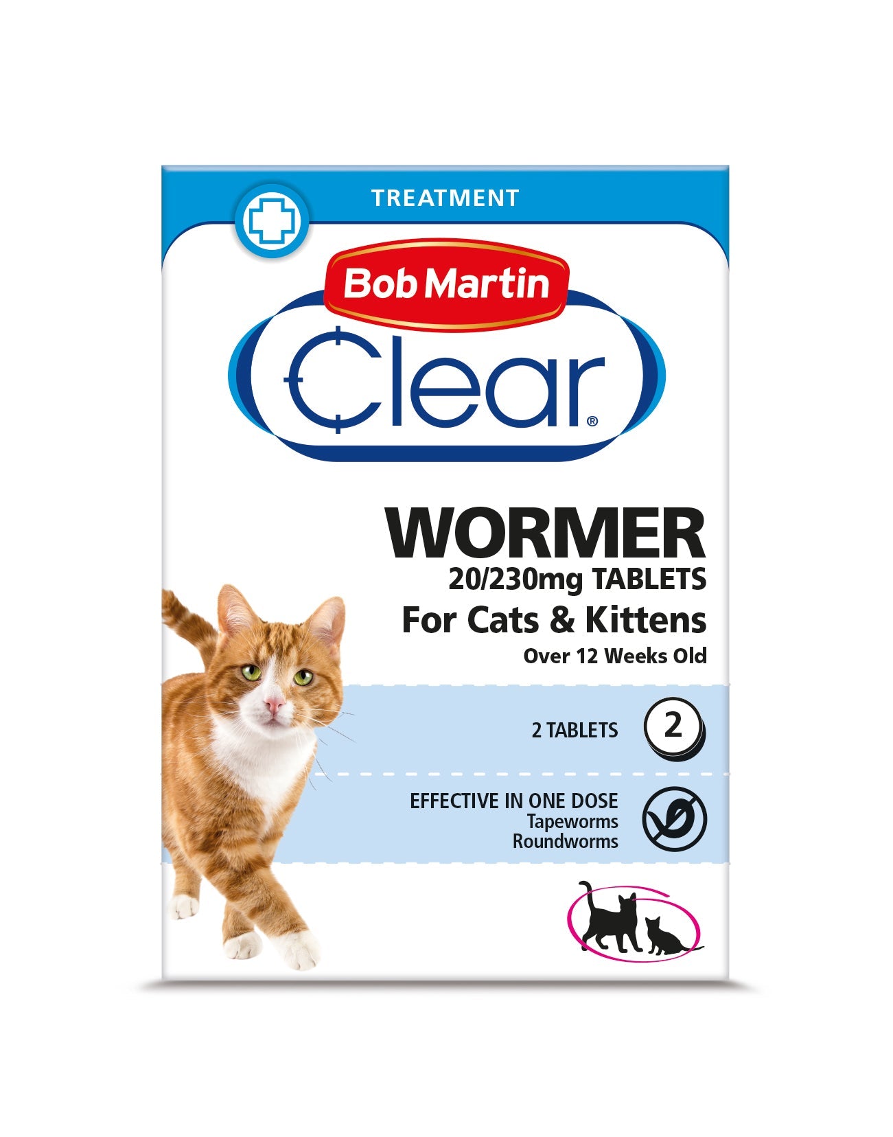 Bob Martin Clear 2 in 1 Wormer Tablets for Cats & Kittens (2 Tablets x 6), Bob Martin,