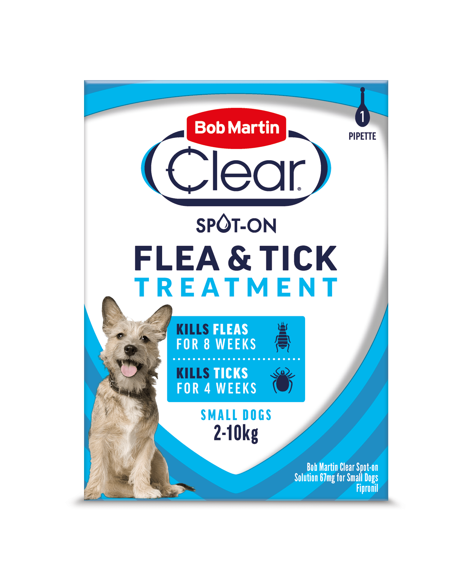 Bob Martin Clear Spot On Flea & Tick Treatment Small Dogs (3 pipettes x 6), Bob Martin,