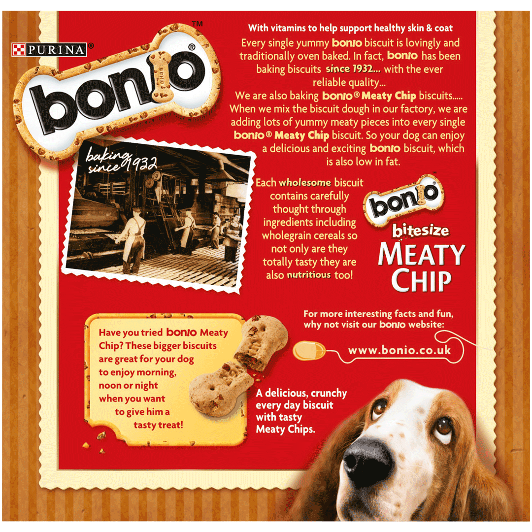 Bonio Meaty Chip Bitesize Dog Biscuits (5 x 400g), Bonio,