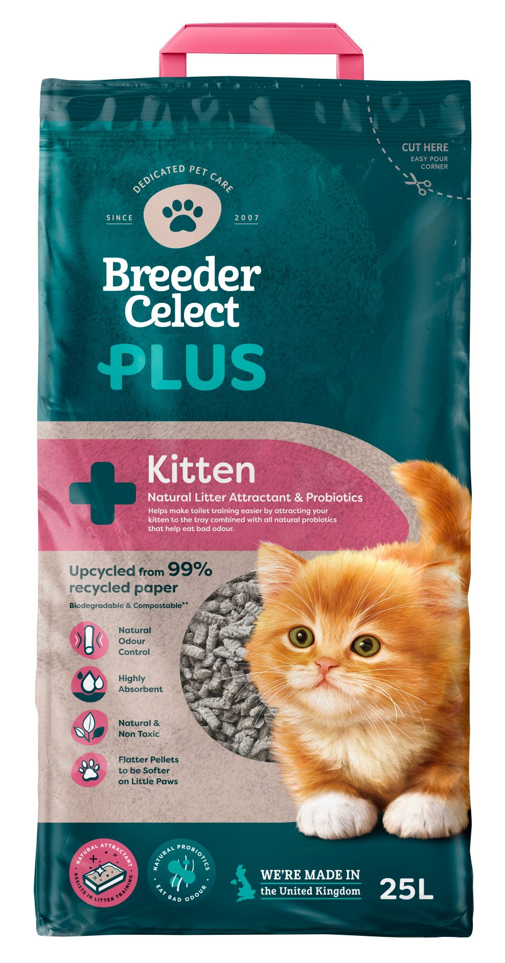 Breeder Celect Plus Kitten Litter 25 L, FibreCycle,