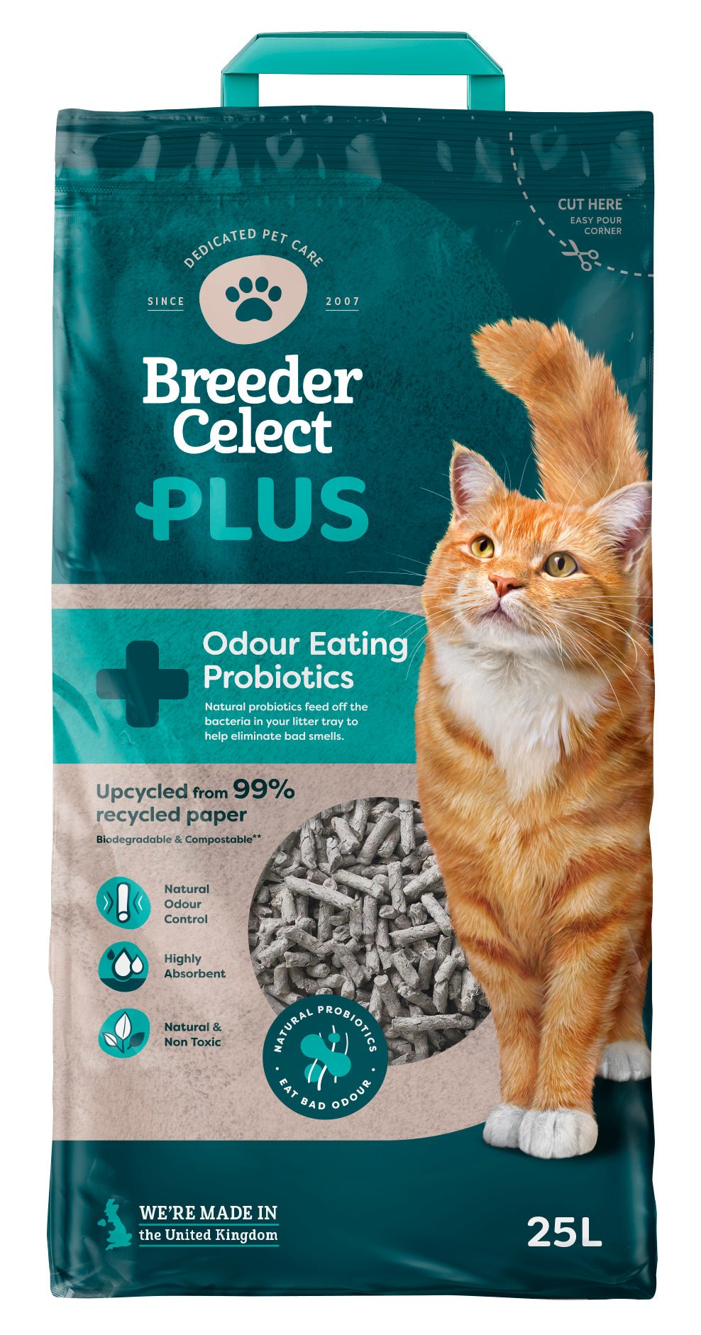Breeder Celect Plus Probiotic Cat Litter 25 L, FibreCycle,