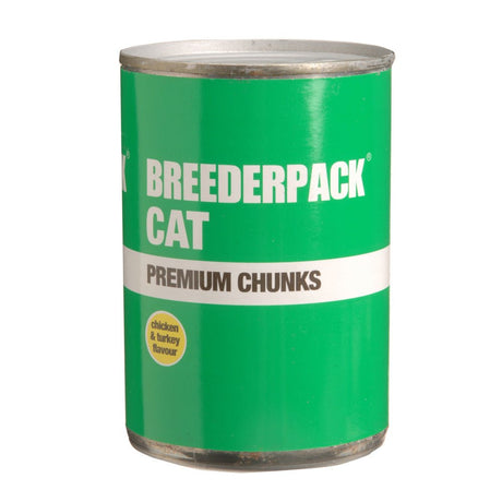 Breederpack Premium Chunks Cat Food 12x400g Tray, Kennel Pak,