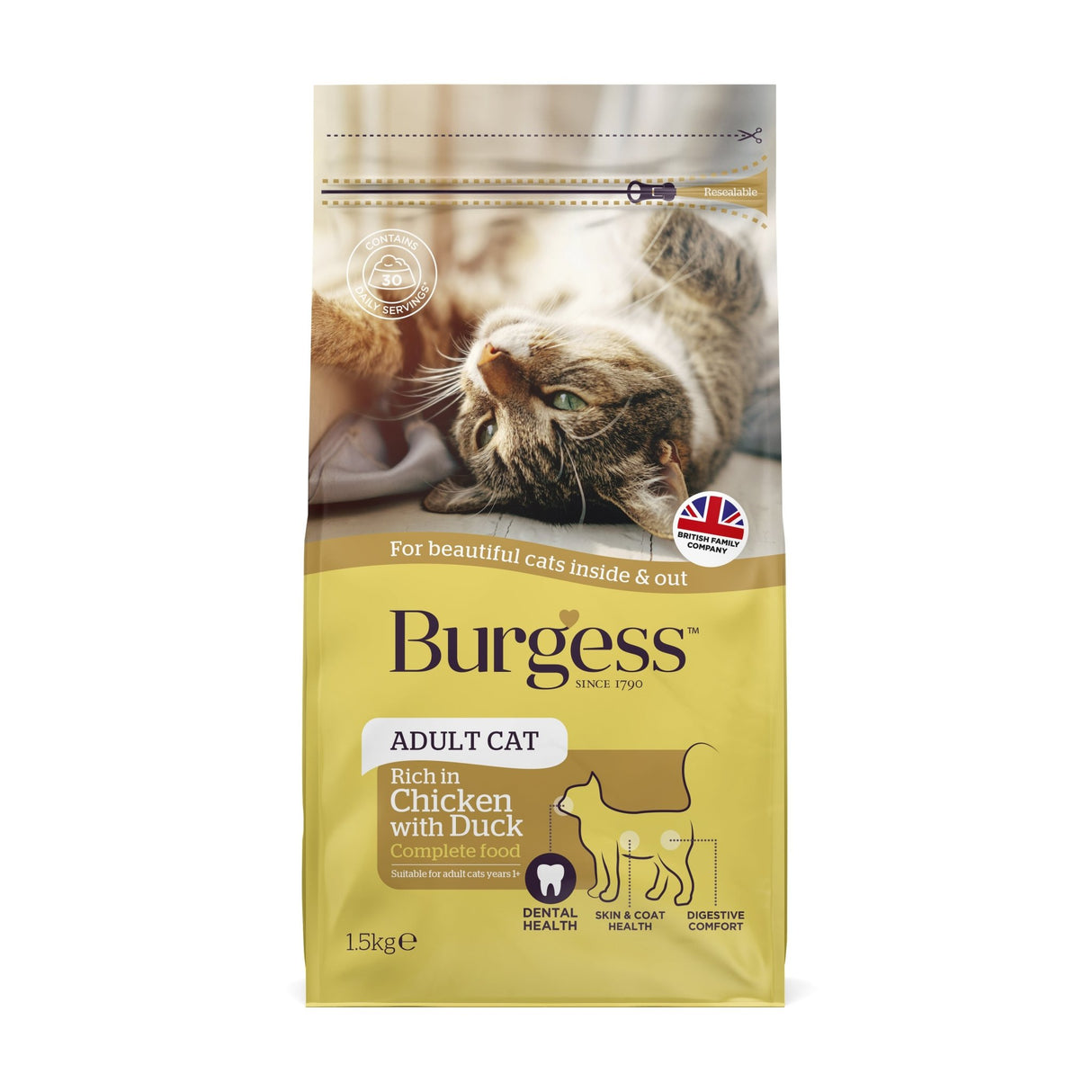 Burgess Adult Cat Chicken & Duck, Burgess, 1.5 kg