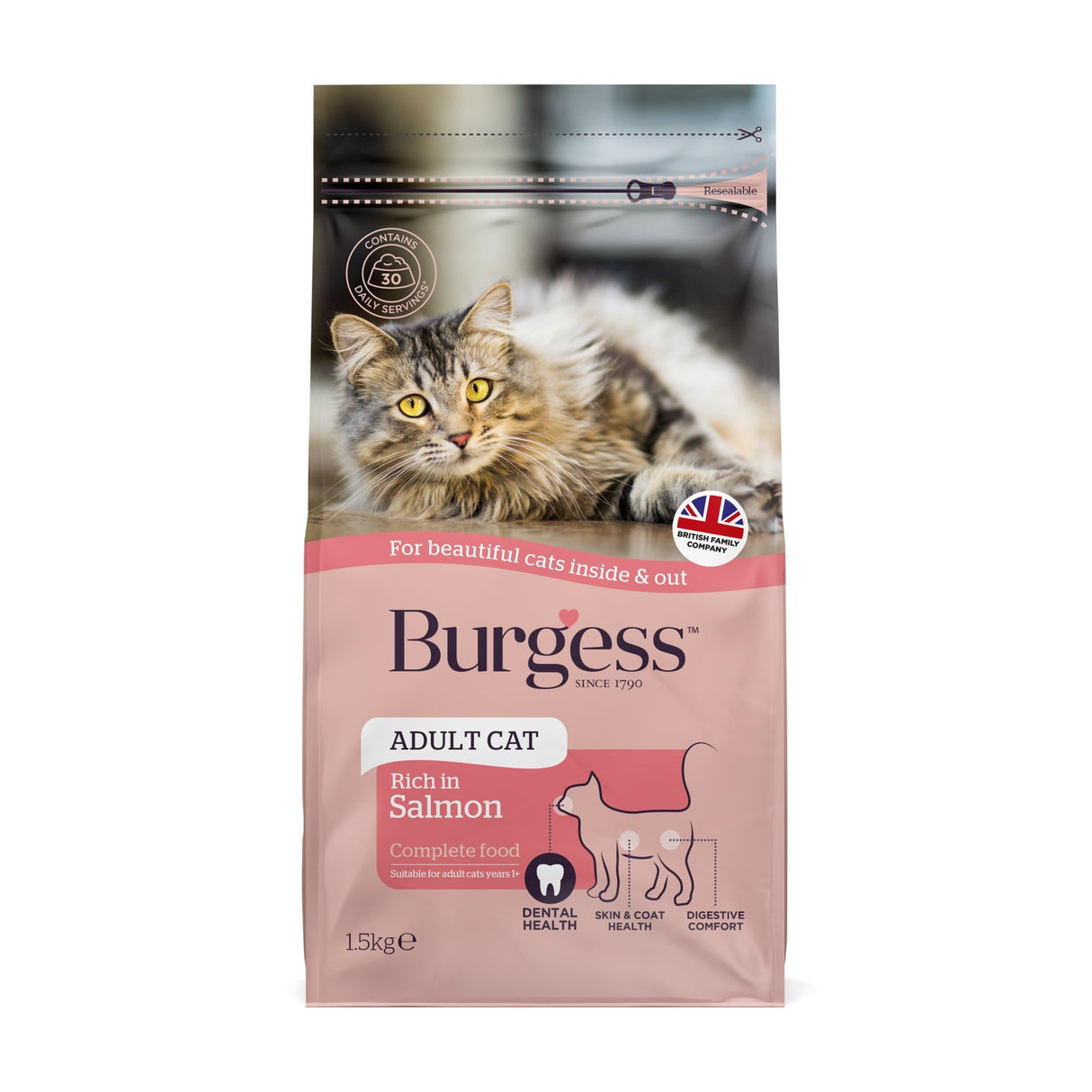 Burgess Adult Cat Rich in Scottish Salmon, Burgess, 1.5 kg