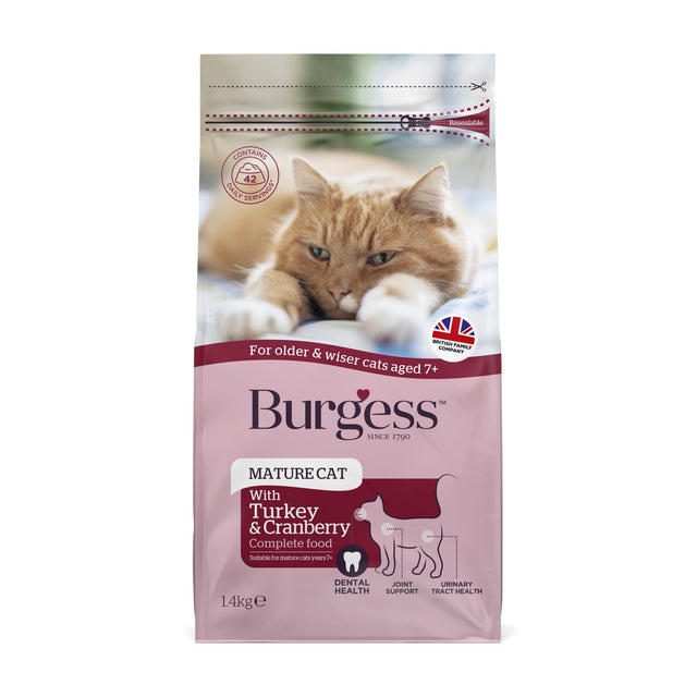 Burgess Turkey & Cranberry Mature Cat Food 1.4 kg, Burgess,