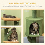 Cactus Cat Tree, 90cm Cat Climbing Tower, kitten Activity Centre with Teddy Fleece House, Bed, Sisal Scratching Posts and Hanging Ball, Green, PawHut,