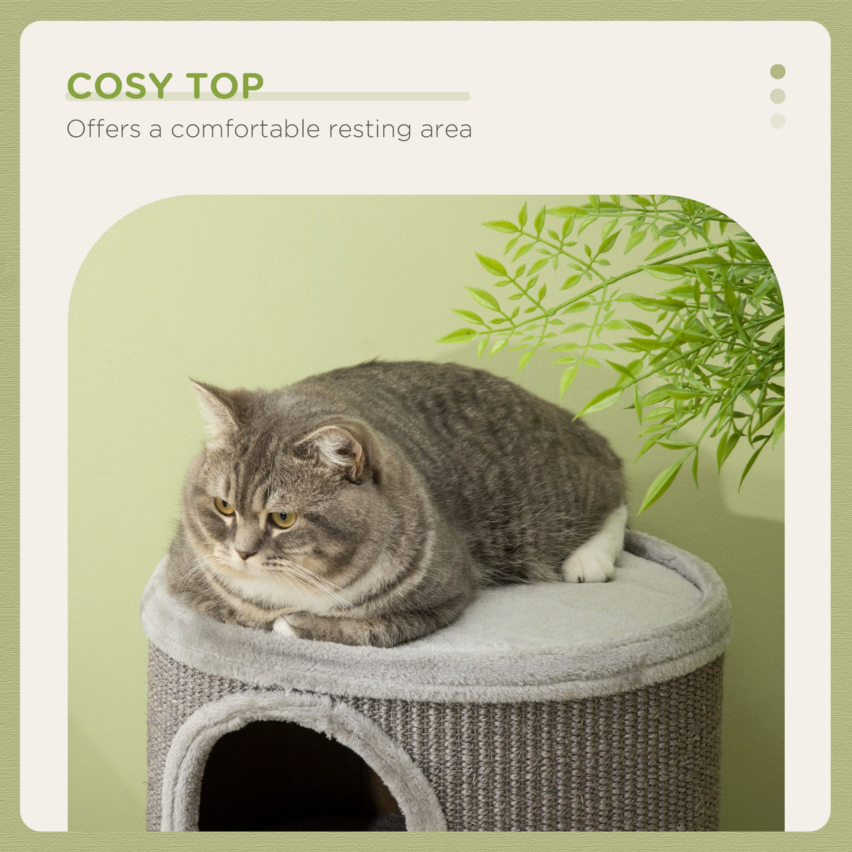 Cat Climbing Barrel, Covered with Sisal, Cosy Platform - Light Grey, PawHut,