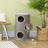 Cat Climbing Barrel, Covered with Sisal, Cosy Platform - Light Grey, PawHut,