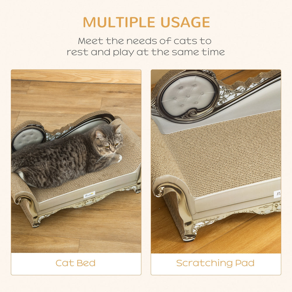 Cat Corrugated Paper Scratching Bed Pad Board Toy Pet Furniture with Catnip Brown, PawHut,