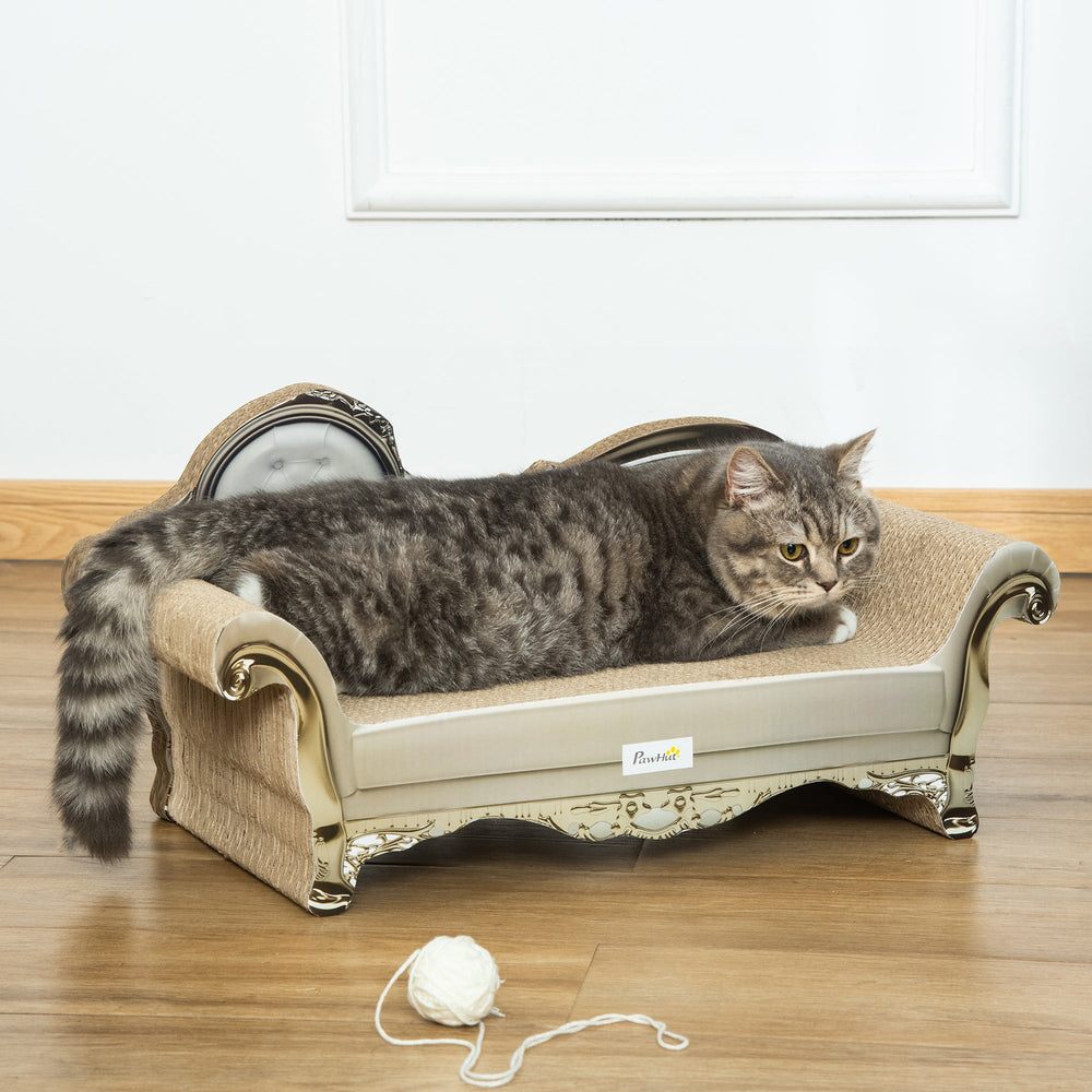 Cat Corrugated Paper Scratching Bed Pad Board Toy Pet Furniture with Catnip Brown, PawHut,