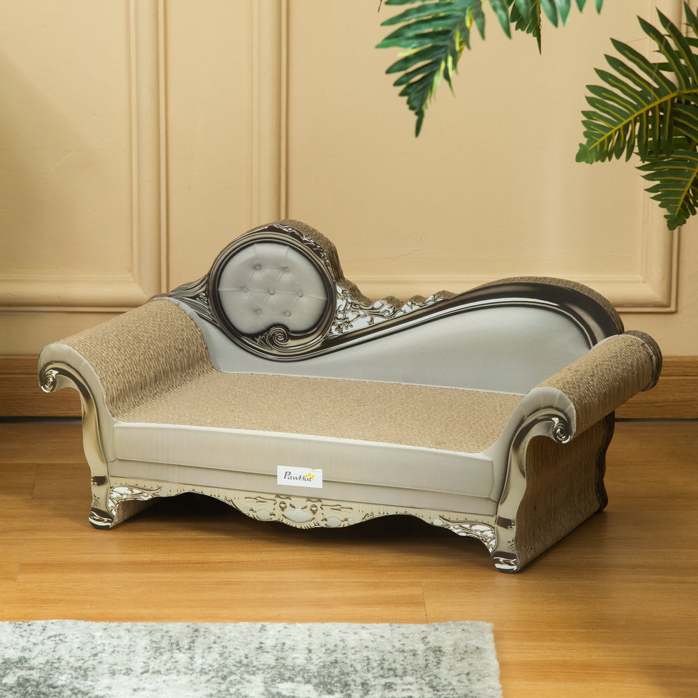 Cat Corrugated Paper Scratching Bed Pad Board Toy Pet Furniture with Catnip Brown, PawHut,