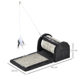 Cat Scratcher, Sisal Cat Scratching Board Mat Pad with Roller, Feather Toy, 44 x 24 x 16 cm, Grey, PawHut,