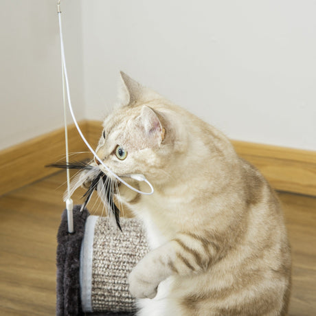 Cat Scratcher, Sisal Cat Scratching Board Mat Pad with Roller, Feather Toy, 44 x 24 x 16 cm, Grey, PawHut,