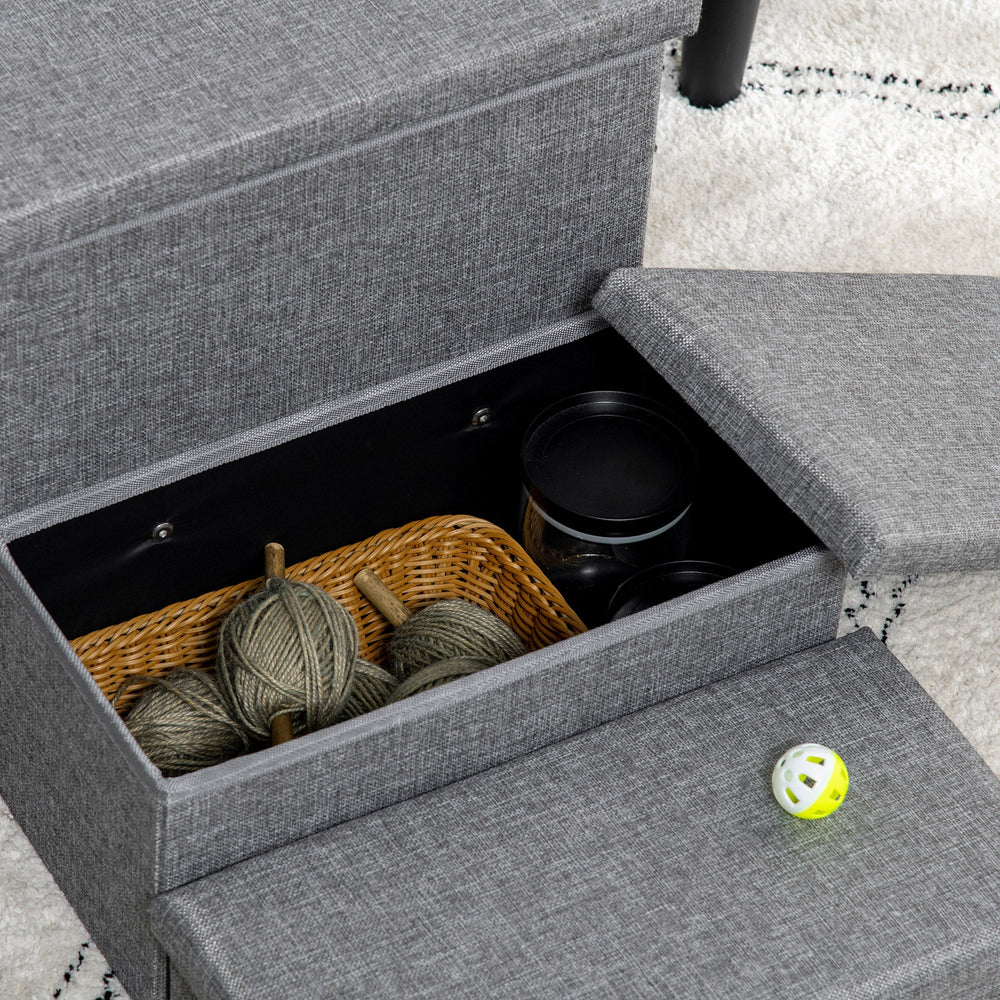 Cat Stairs with Storage Boxes, 3 Steps Dog Stairs for Bed, Pet Ladder for Couch Sofa, PawHut,