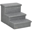 Cat Stairs with Storage Boxes, 3 Steps Dog Stairs for Bed, Pet Ladder for Couch Sofa, PawHut,