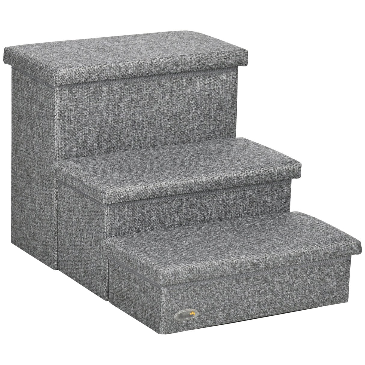 Cat Stairs with Storage Boxes, 3 Steps Dog Stairs for Bed, Pet Ladder for Couch Sofa, PawHut,