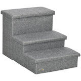 Cat Stairs with Storage Boxes, 3 Steps Dog Stairs for Bed, Pet Ladder for Couch Sofa, PawHut,