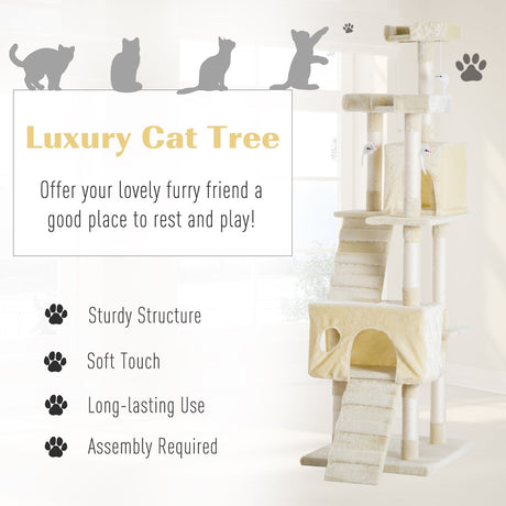 Cat Tower Centre, Sisal Scratching Post, Toy, Climbing Tree, Bed, Multi Level 181cm(H), PawHut,