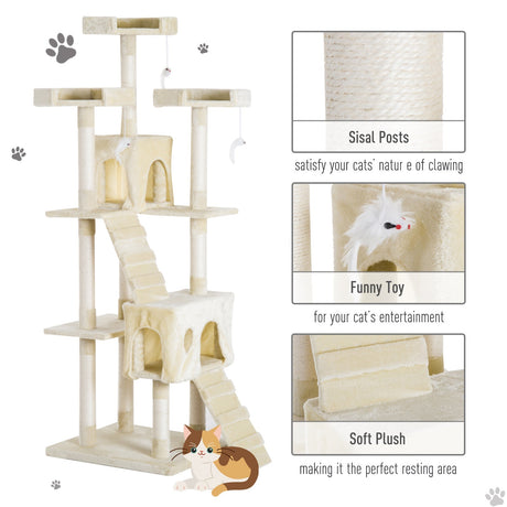 Cat Tower Centre, Sisal Scratching Post, Toy, Climbing Tree, Bed, Multi Level 181cm(H), PawHut,