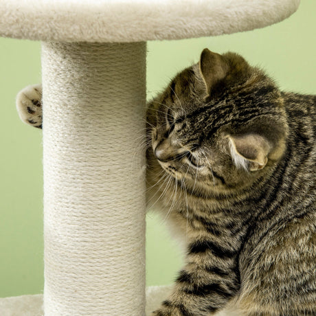 Cat Tree, Climbing Kitten Cat Tower Activity Center for Indoor Cats with Jute Scratching Post, Condo, Kitten Stand, Hanging Ball Toy, Beige, PawHut,