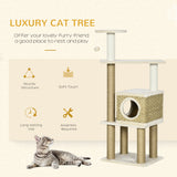 Cat Tree, Climbing Kitten Cat Tower Activity Center for Indoor Cats with Jute Scratching Post, Condo, Kitten Stand, Hanging Ball Toy, Beige, PawHut,