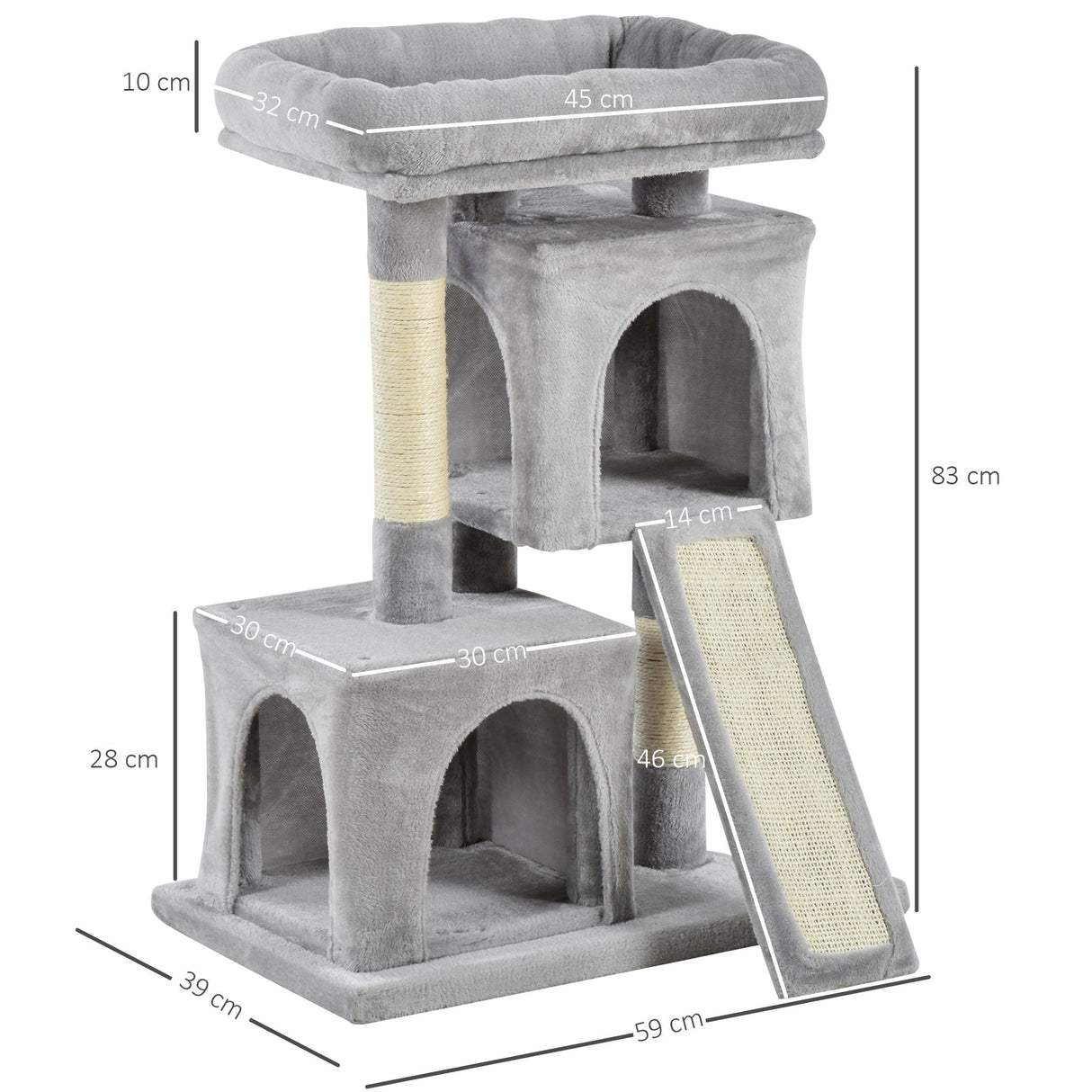 Cat Tree for Indoor Cats Activity Center Kitten Scratching Post Climbing Tower, PawHut, Black