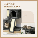 Cat Tree for Indoor Cats Activity Center Kitten Scratching Post Climbing Tower, PawHut, Black