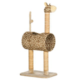 Cat Tree for Indoor Cats Cute Giraffe Kitten Play Tower with Scratching Posts Tunnel Ball Toy, 48.5 x 34.5 x 101 cm, PawHut,