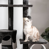 Cat Tree Kitten Condo Fun House 240-260cm Deep Grey and White, PawHut,