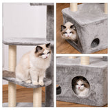 Cat Tree Kitten Tower w/ Sisal Scratching Post Condo Plush Perches Hanging Ball, PawHut,