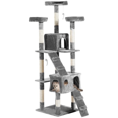 Cat Tree Scratching House, Activity Play Centre, PawHut, Beige