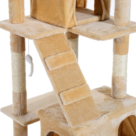 Cat Tree Scratching House, Activity Play Centre, PawHut, Beige