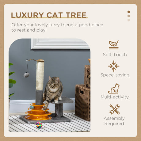 Cat Tree Tower Activity Center Climbing Stand Kitten House Furniture with Scratching Posts Toy abd Perch 56cm Grey, PawHut,