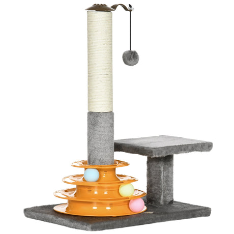 Cat Tree Tower Activity Center Climbing Stand Kitten House Furniture with Scratching Posts Toy abd Perch 56cm Grey, PawHut,