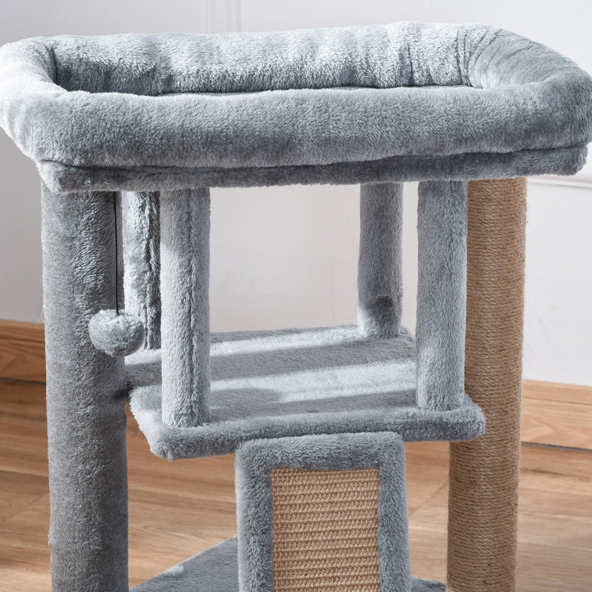 Cat Tree Tower for Indoor Cats Cat Scratching Post Climbing Activity Centre w/Jute Scratching Pad, Toy Ball, Cat House, PawHut, Coffee