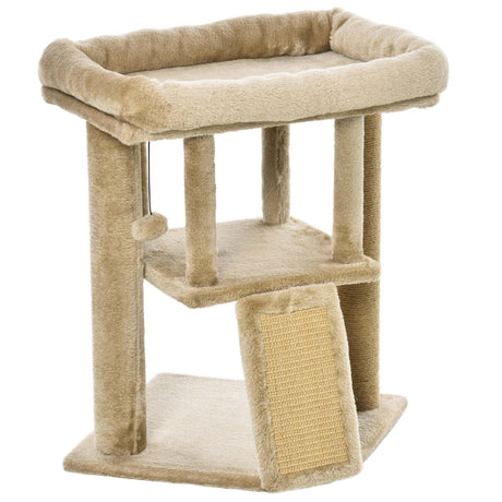 Cat Tree Tower for Indoor Cats Cat Scratching Post Climbing Activity Centre w/Jute Scratching Pad, Toy Ball, Cat House, PawHut, Coffee