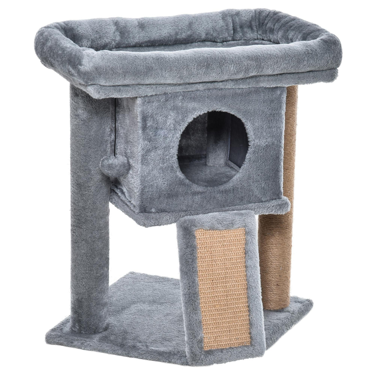 Cat Tree Tower for Indoor Cats Cat Scratching Post Climbing Activity Centre w/Jute Scratching Pad, Toy Ball, Cat House, PawHut, Coffee