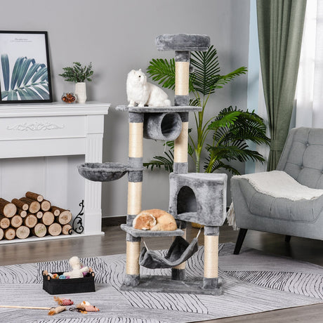 Cat Tree Tower Height 150CM Kittens Activity Stand House Scratching Posts, PawHut,