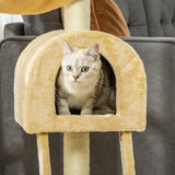 Cat Tree Tower Kitten Activity Center Scratching Post w/Hammock Condo Bed Basket 98H cm, PawHut,