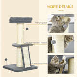 Cat Tree Tower with Scratching Posts, Pad, Bed, Toy Ball-Dark Grey, PawHut,