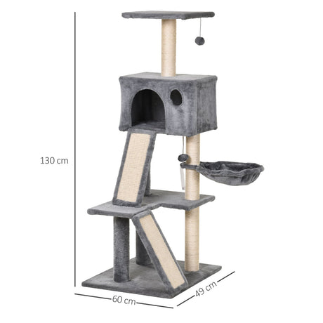 Cat Tree Tower with Sisal-Covered Scratching Posts and Ladders for Climbing and Playing, PawHut,