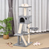 Cat Tree Tower with Sisal-Covered Scratching Posts and Ladders for Climbing and Playing, PawHut,